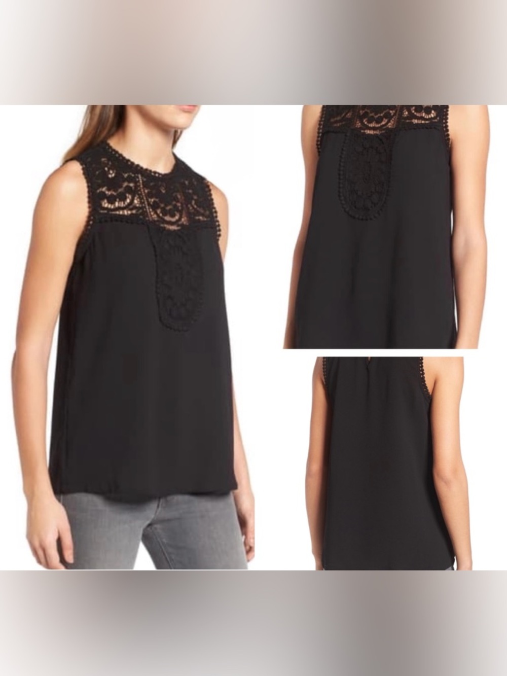 Halogen (Nordstrom) | Black Sleeveless Crochet Top | Size XXL